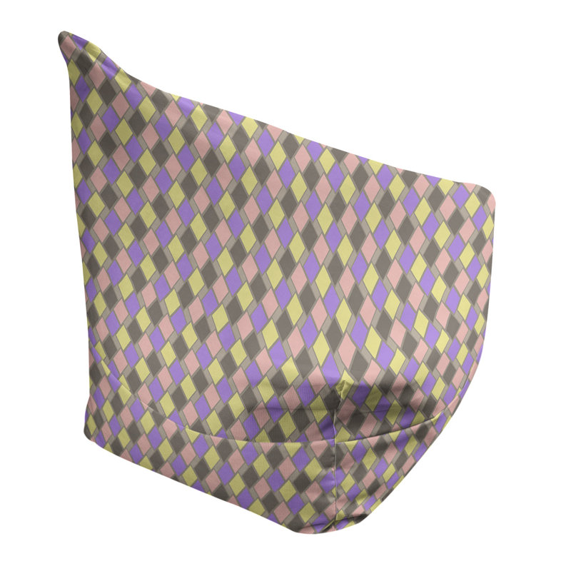 Leffel Bean Bag, 27" H x 30" W x 25" D, Bean Bag Chair, Brown/Purple/Yellow