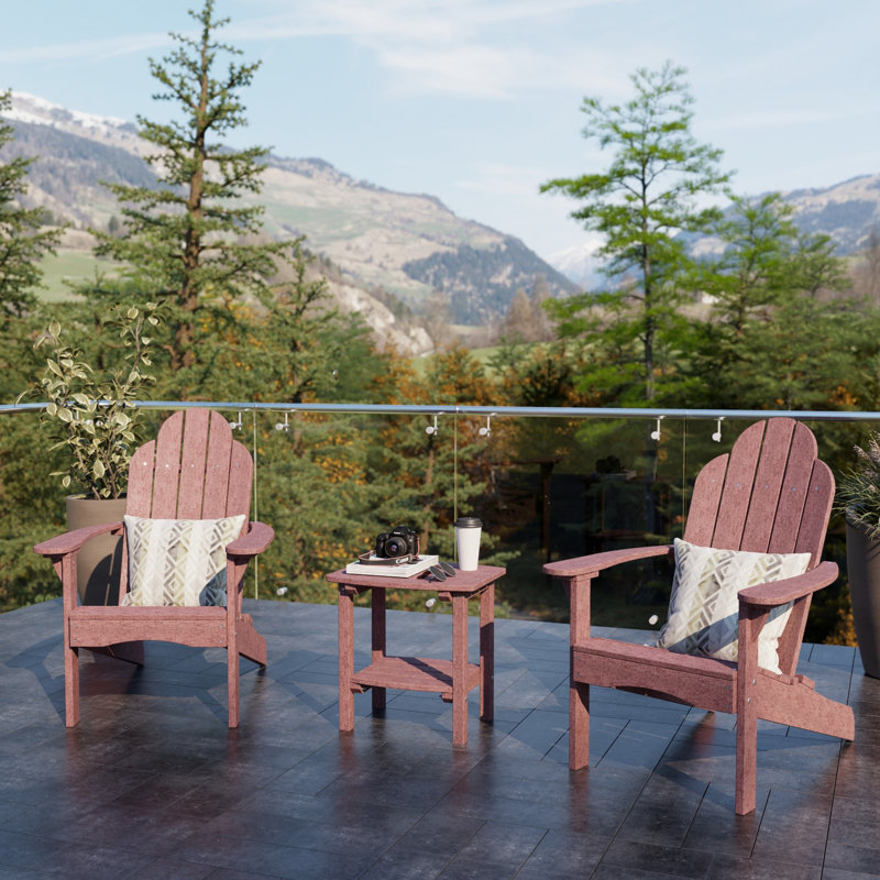 Classic 3-Piece Adirondack Set with Side Table, Cherrywood