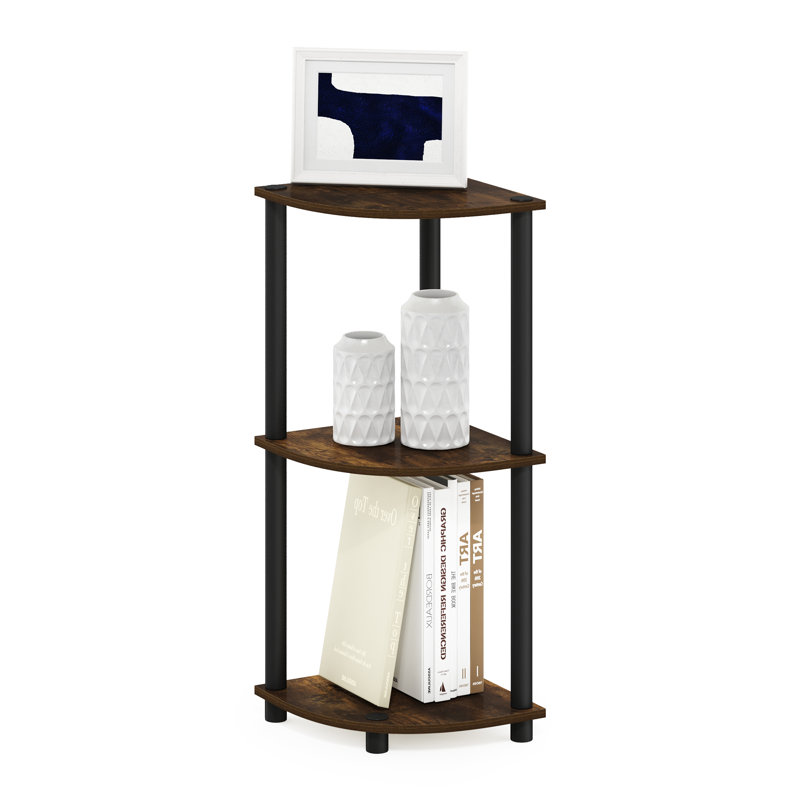 Turn-N-Tube Corner Shelf, 3-Tier Corner Bookshelf, Display Storage Shelves with Open Shelves, for Organization and Storage, Living Room, Home Office, Garage, Amber Pine