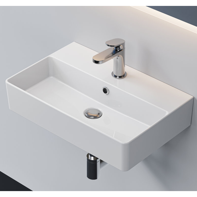Belfry Bathroom 560mm L x 360mm W White Ceramic Rectangular Sink with Overflow