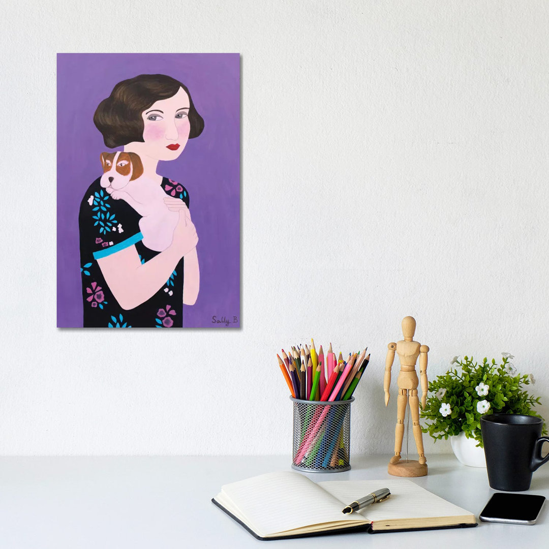 Frau und Cocker Spaniel von Sally B - Galerie-verpackte Leinwand Giclée