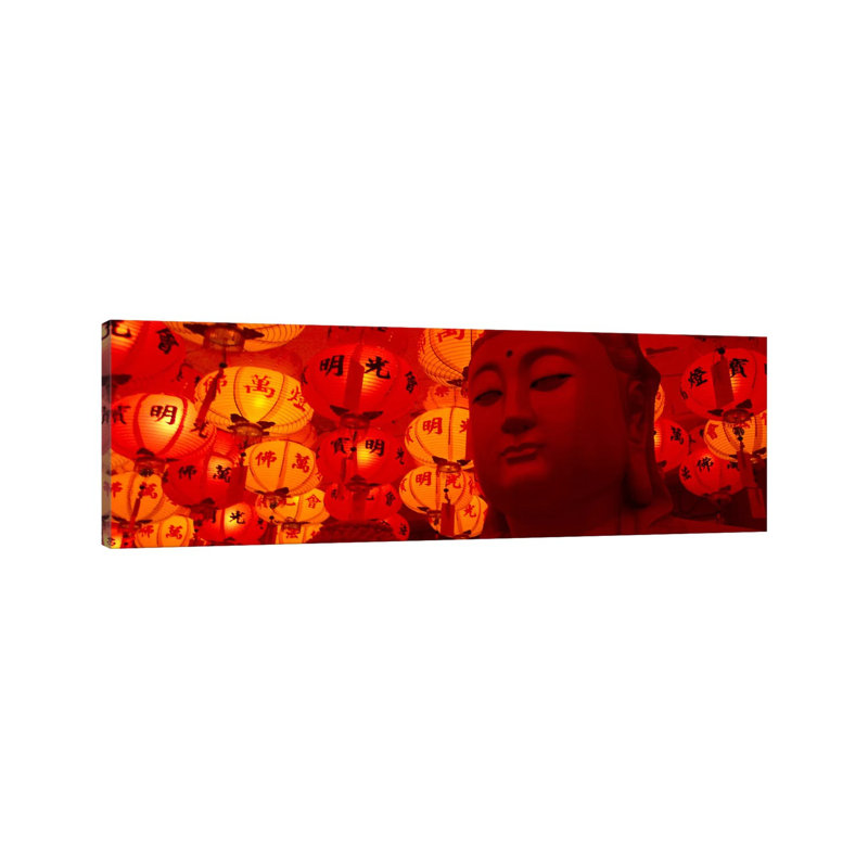 Buddha Statue - Wrapped Canvas Panoramic Print, 30.48 cm H x 91.44 cm W x 1.91 cm D