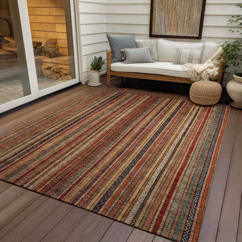 Machine Washable Indoor/Outdoor Claudian ACN1654 Paprika Rug, Rectangle 9' x 12'
