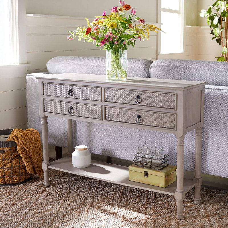 Console noire à 4 tiroirs Home Collection Home Store de The Safavieh Store, Argent argent