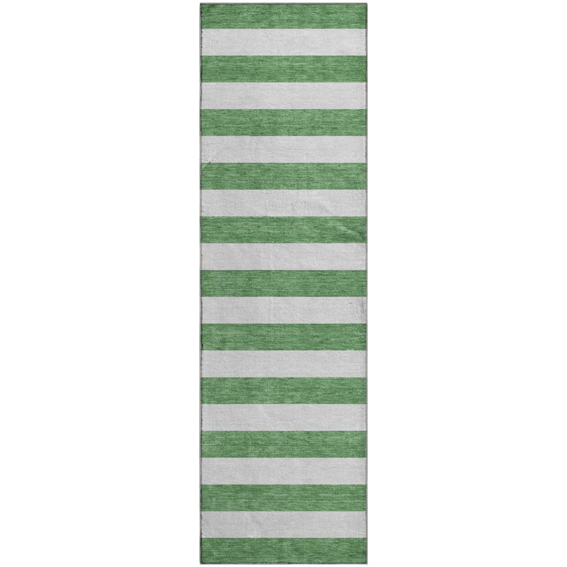 Premium Machine Washable Cerrito AMF528 Green Rug, Runner 2'3" x 7'6"