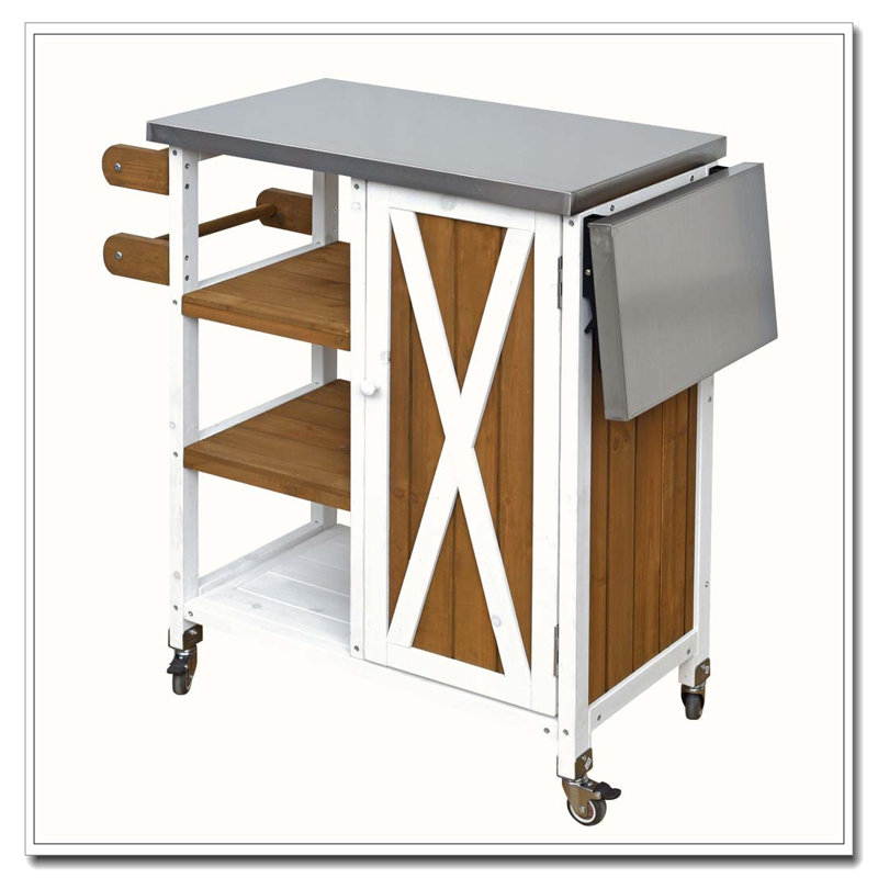 Foldable Outdoor Kitchen Island Patio Kitchen Island Outdoor Kitchen Cart Portable Prep Station with Lockable Wheels