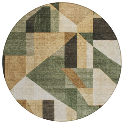 Machine Washable Indoor/Outdoor Earleville ACN2365 Geometric Rug