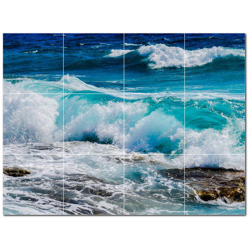 Beach Photo 4.25'' x 4.25'' Satin Ceramic Decorative Mural