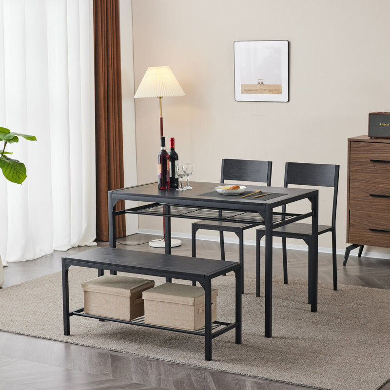 Bryleah 4 - Person Four Leg Dining Set, Black