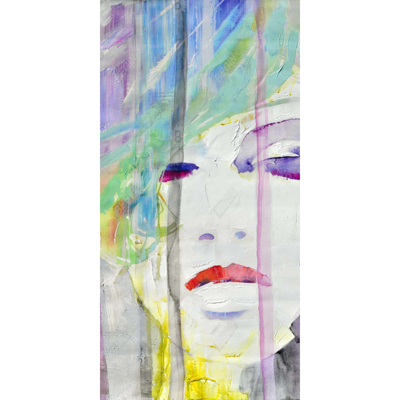Abstract colorful portrait - 24"x48" Framed canvas