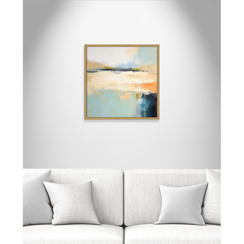 «Seashore Abstraction I Print» par Irena Orlov, L 23,5 po x H 23,5 po, Impression encadrée, Grain de bois naturel