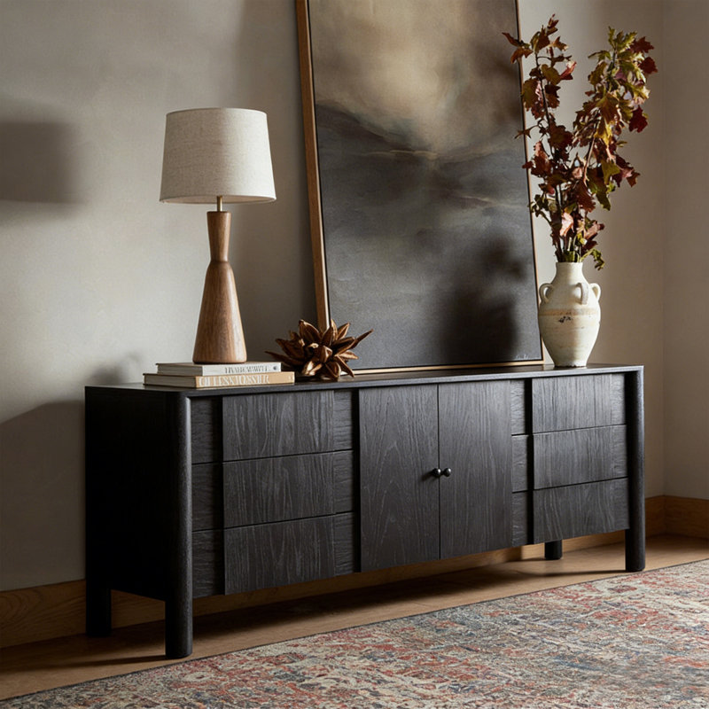 Armoire de rangement rétro de style français, Noir