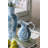 Decorative Porcelain Pitcher with Floral Patterns - 9" x 5" x 10" - Blue /White