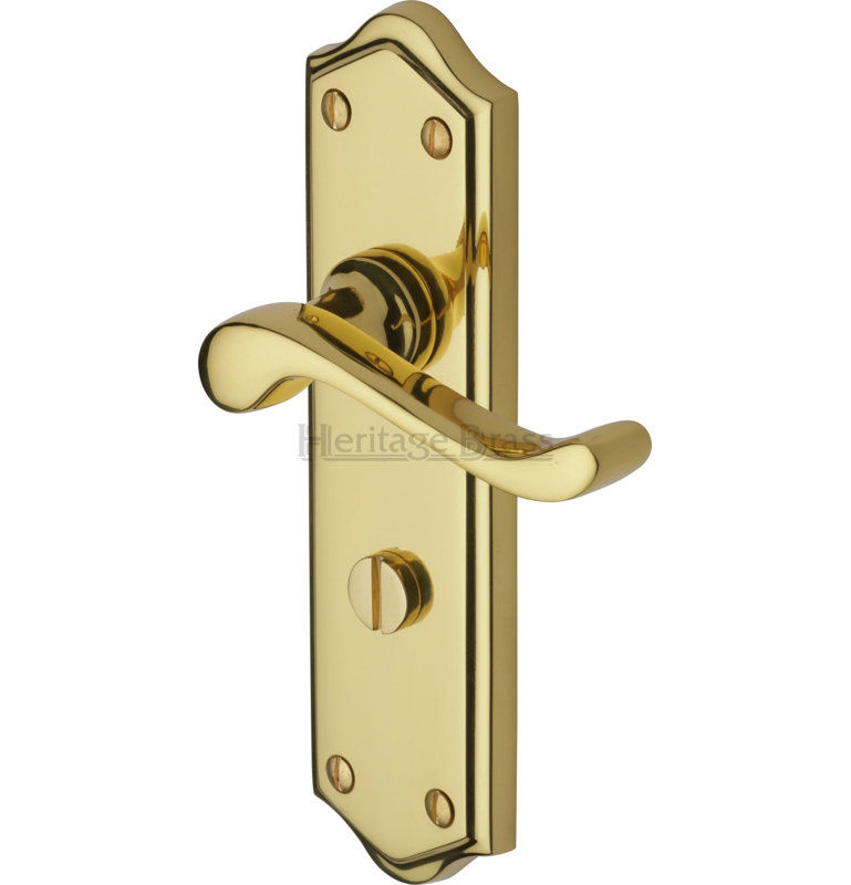 Heritage Brass Heritage Door Handle for Bathroom Buckingham Design, Polished Brass