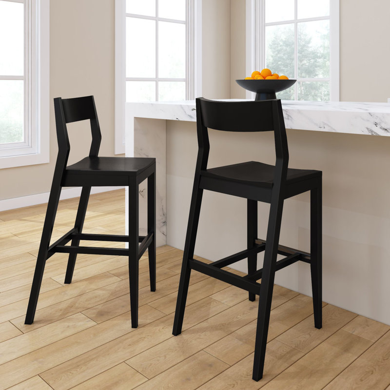 Modern Bar Height Chair (44in) - 2 Pack, Black, Black