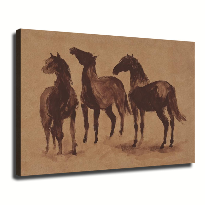 «Three Horses» sépia, 20 x 30 po