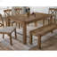 Ensemble de salle à manger 6 pièces transitionnel en bois flotté, banc de table de salle à manger en bois de chêne antique et 4 chaises d'appoint à dossier ouvert en X