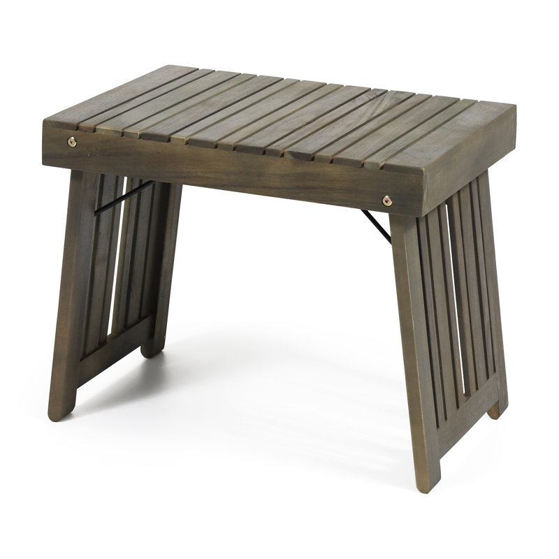 Foldable Side Table In Grey Wood With Slat Refinement, 21.07W X 13.87D 15.77H Quality, Style,