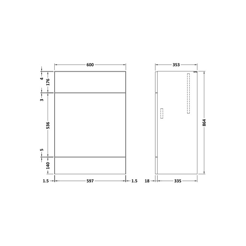 Bathroom Storage Cabinet, 86.4cm H x 60cm W x 35.5cm D