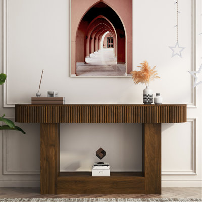 62.9-Inch Long,Console table, wooden rectangular sofa table behind the sofa, farmhouse entryway table, corridor, living room.Narrow Hallway AccentTabl