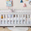 Lit simple pour enfants avec garde-corps et porte, lit bas Montessori, blanc-129677719-129677718