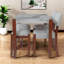 Ensemble de table de salle à manger beige peu encombrant, aspect marbre et bois d'hévéa, style moderne pour une salle à manger familiale