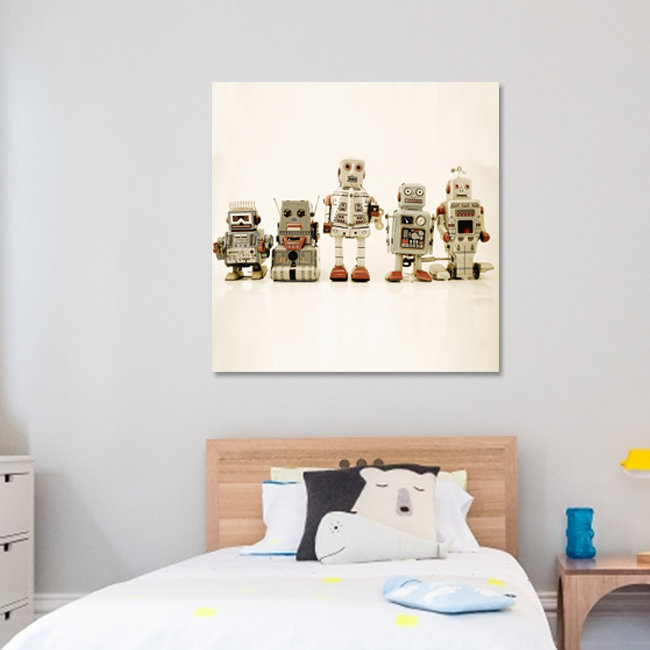 Robot Friends Print, 24" H x 36" W, Unframed Paper