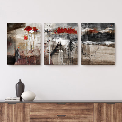 « Abstract », ensemble de 3 impressions sur toiles tendues