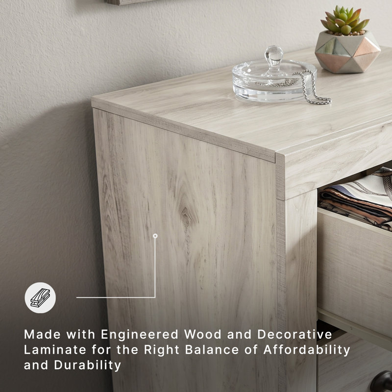 Drystan Narrow 5 Drawer Chest, Beige