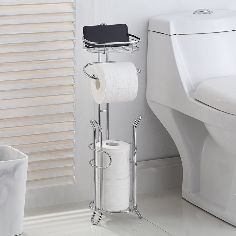 Toilet Paper Stand With Shelf, Floor Stand TP, Multiply 3 Roll