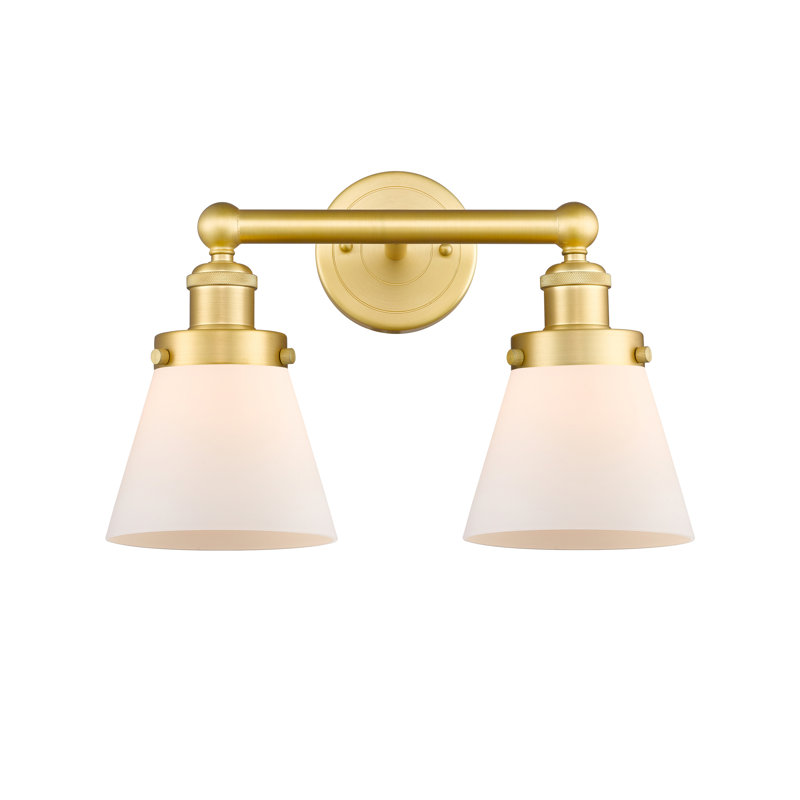 Éclairage pour meuble-lavabo à 2 lumières à intensité variable Cornville, Blanc mat, Or satiné
