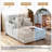 Upholstered Light Gray Faux Fur Chaise Lounge Sofa Bed Couch with Cup Holder and Throw Pillows-313184263