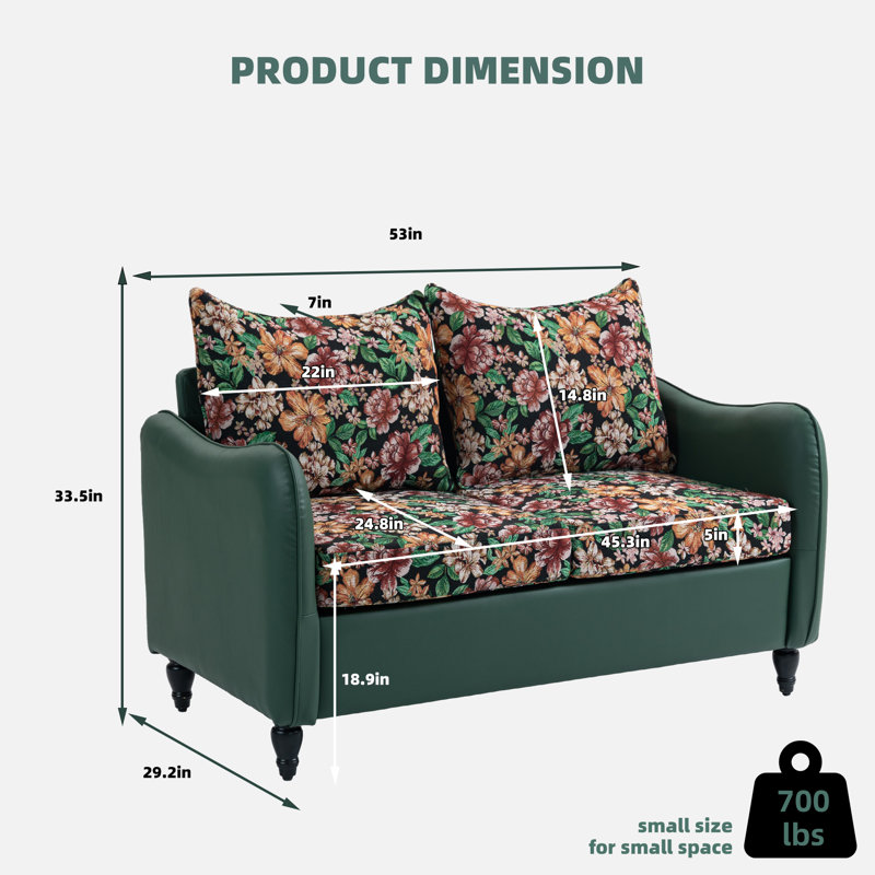 Nadaha Fabric 53'' Reception Loveseat