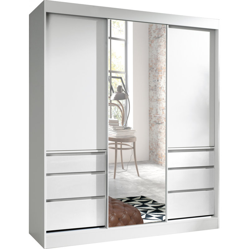 Tatawan 3 Door Solid + Manufactured Wood Wardrobe, White