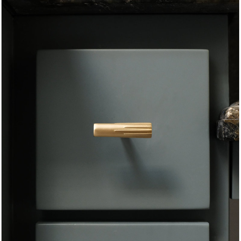 Sunburst Bar Knob, Satin Brass