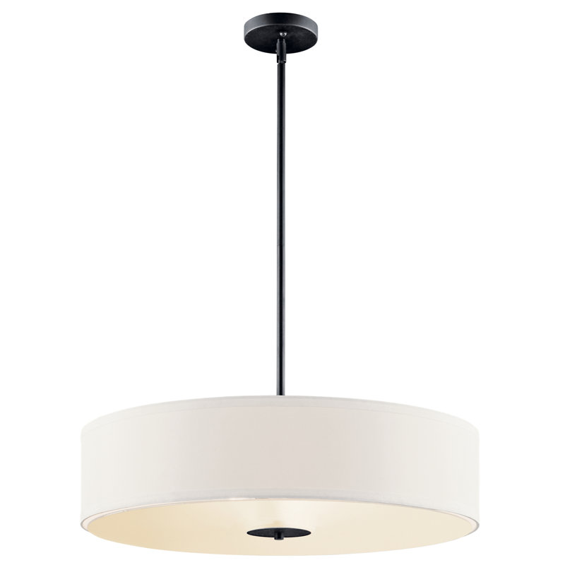 3 - Light Satin Black Drum Pendant, Black, 42" H x 24" W x 24" D