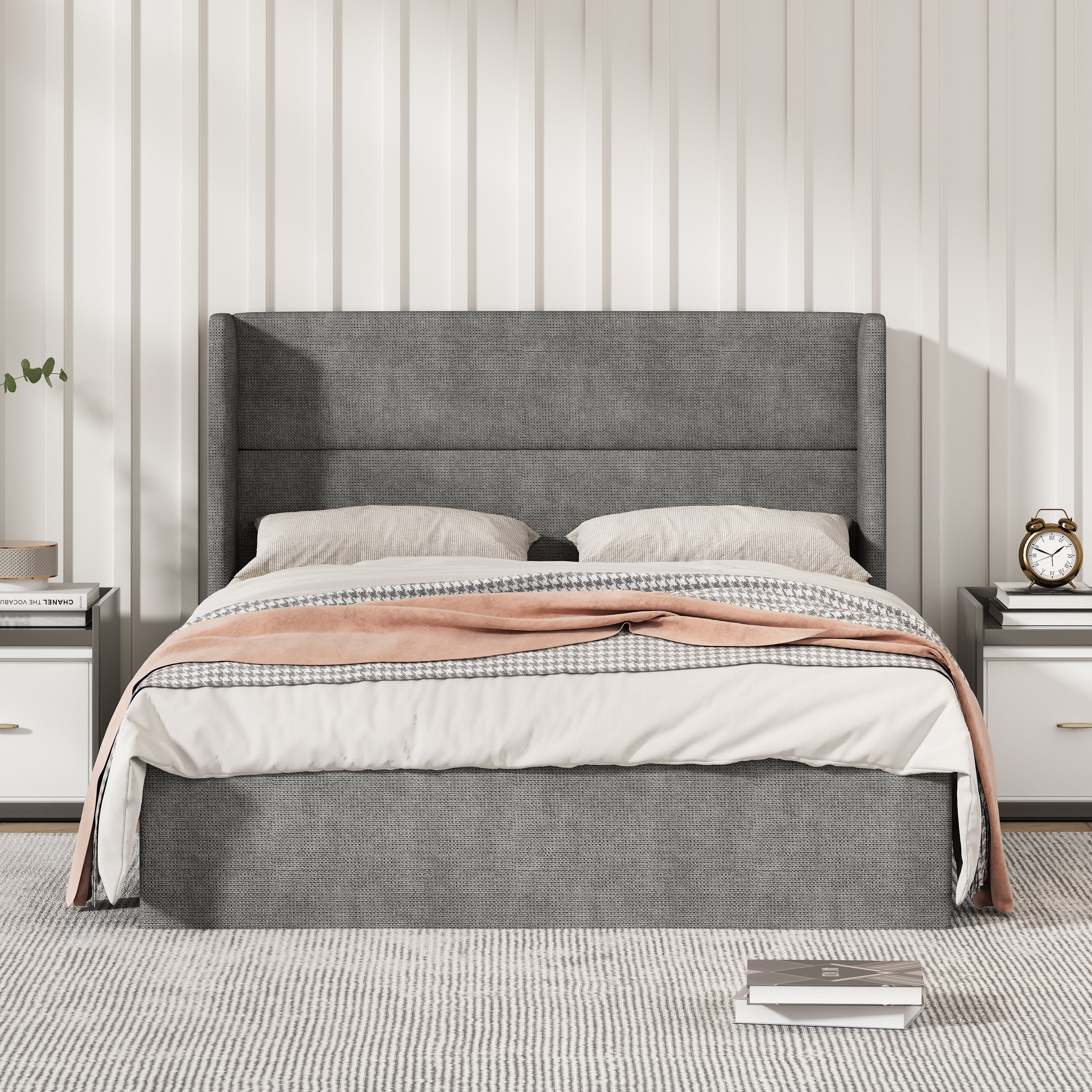 Upholstered storage shop platform bed