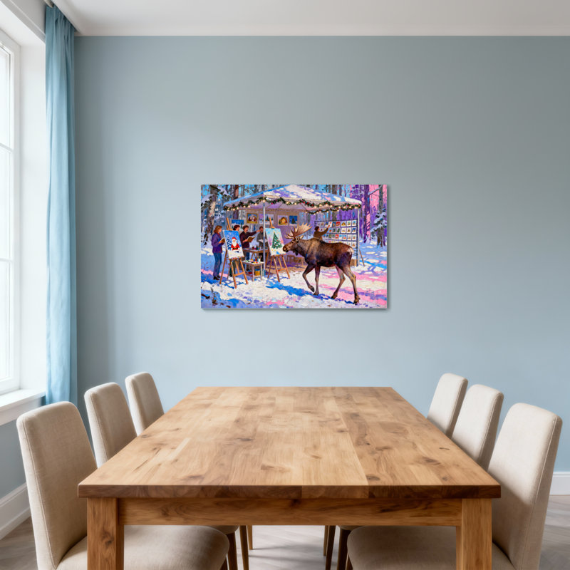 Scène artistique de marché d'hiver de Noël, H 24 po x l 36 po