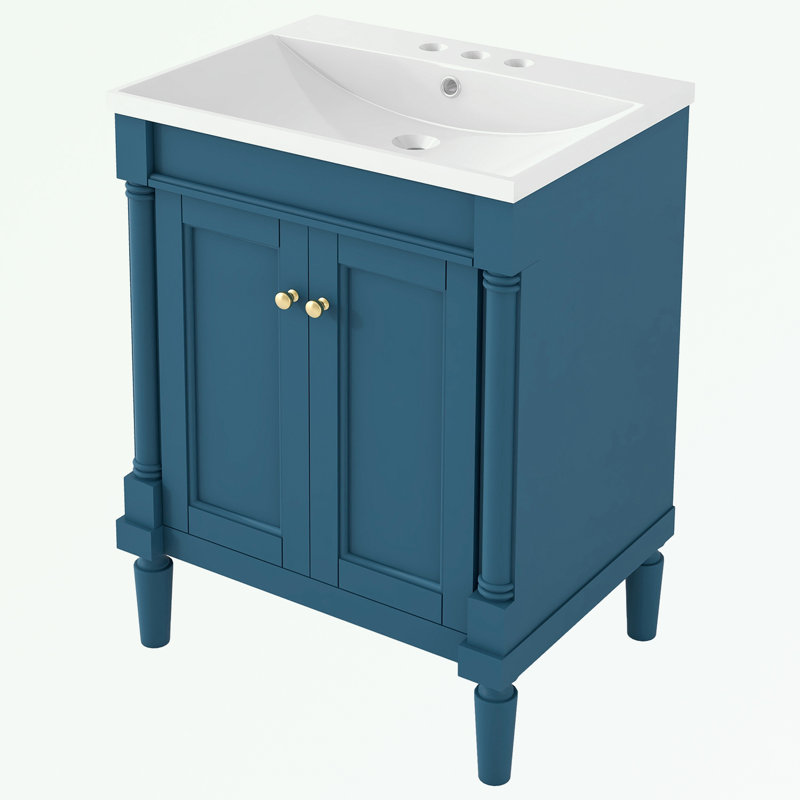 Rangement pour salle de bain Pollark, Bleu, Doré