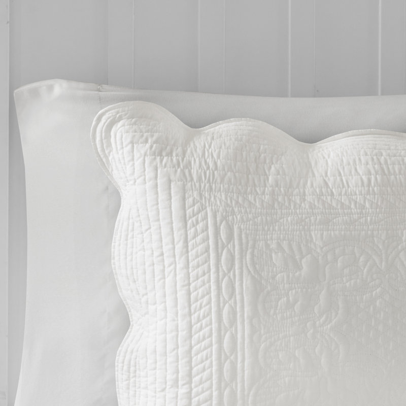 Khaki Full Microfiber Reversible Scalloped Edge Quilt Set