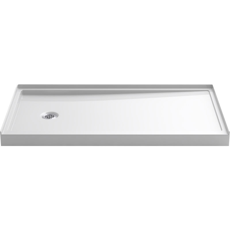Rely 60" x 32" Acrylic Alcove Shower Base with Low-Threshold for Easy Entry, Left