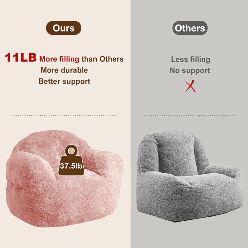 Bean Bag Chair, Bean Bag Chairs for Kids Soft Beanbag Chair with Filler Included, Adult Bean Bag Couch Sofa with Armrests for Living Room Bedroom