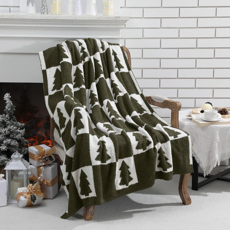 Jeté tricoté réversible pour sapin de Noël