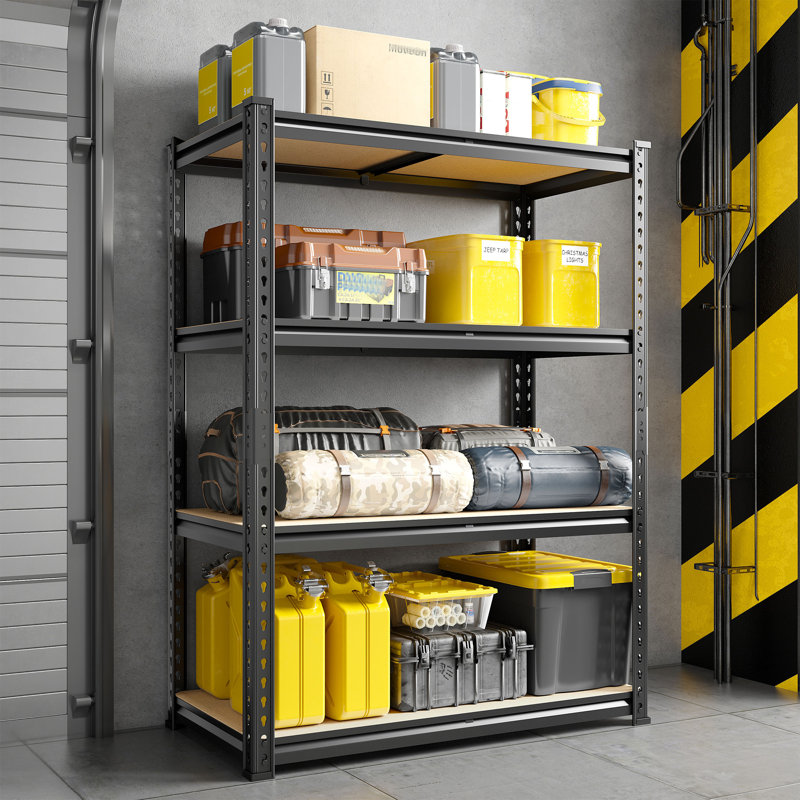 31.5"w Heavy-duty Steel Storage Shelving Unit With Rolled Edges, Adjustable Garage Shelving Unit For Garage, Basement, Pantry, Kitchen