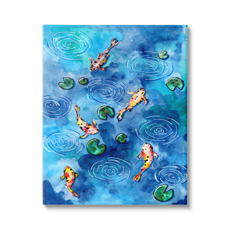 Large Blue and Green Koi Fish Canvas Wall Art
