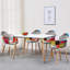 Retro Patchwork Armrest Dining Chair - Colorful Contrast Design - Solid Wood Legs-1628534936