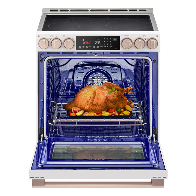 Lg Studio 6.3 Cu. Ft. Instaview Induction Slide-in Range With Air Fry And Air Sous Vide, Essence White