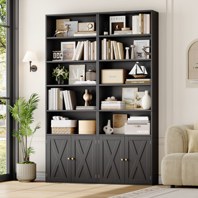 ON SALE 2 Piece 82.3" Tall Bookcase, 7 Tier Floor Standing Bookshelves with Doors For Home Office, Living Room