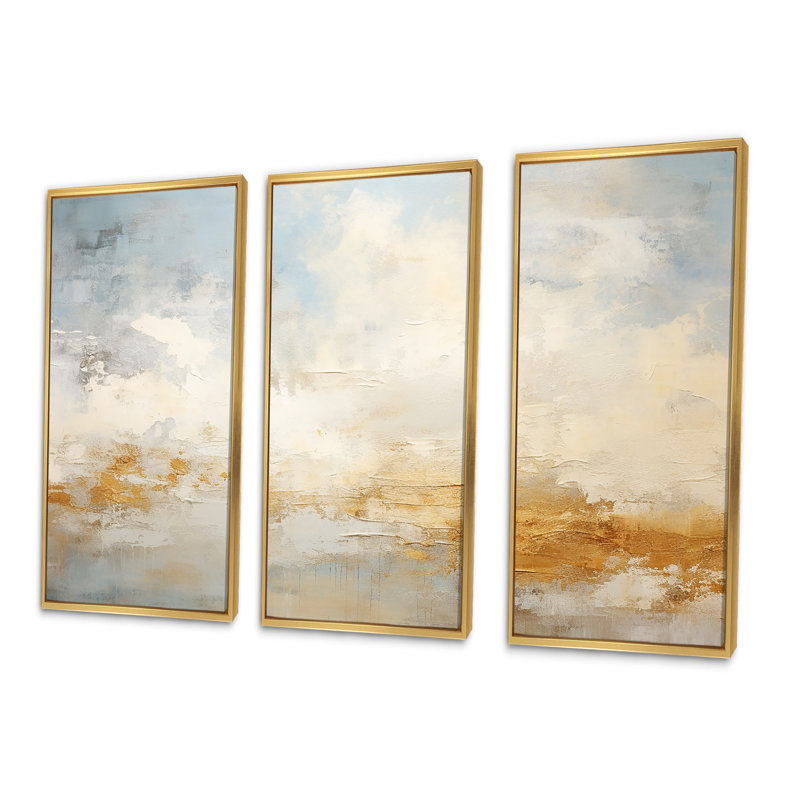 «Elegant Sky Whispers I», ensemble de reproduction d'art mural Sky, Cadre flottant doré, H 40 po x l 60 po x P 1 po