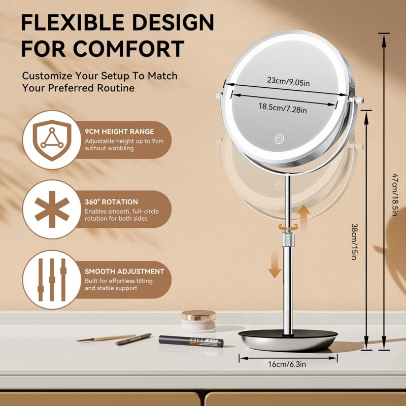 Metal Round Floor Mirror